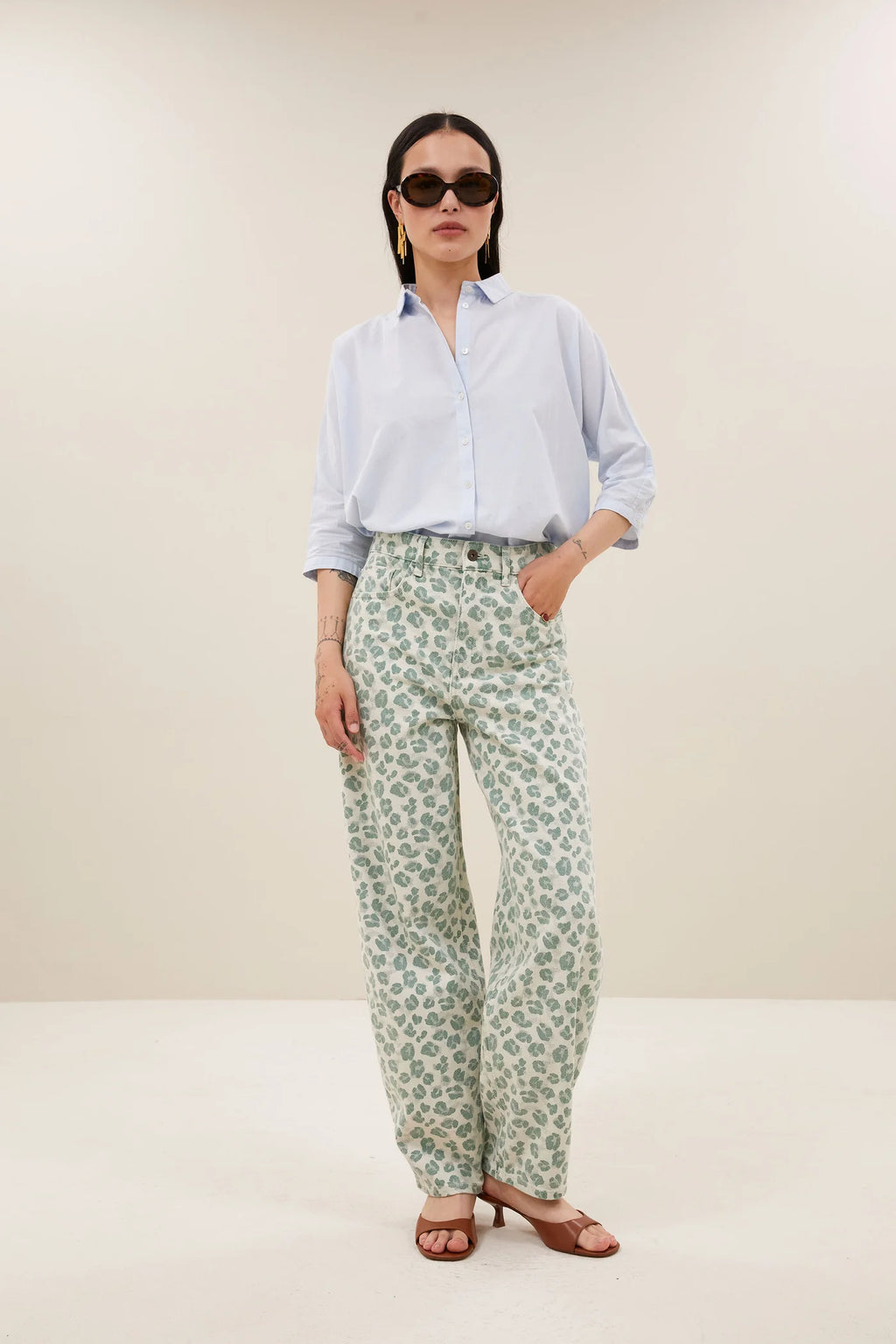 Lew green cheetah pantalon