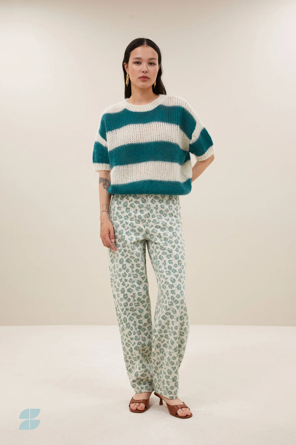 Lew green cheetah pantalon