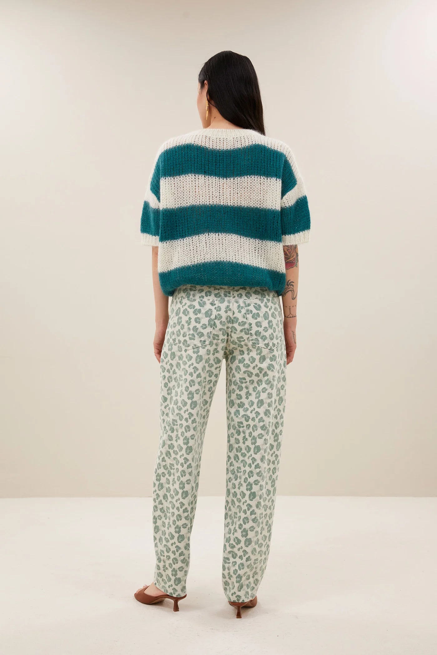 Lew green cheetah pantalon