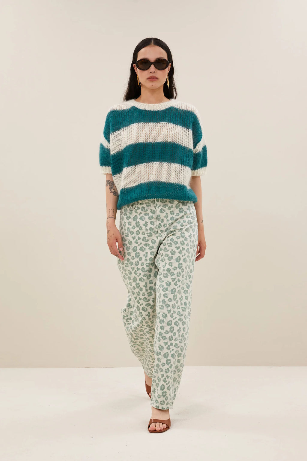 Lew green cheetah pantalon