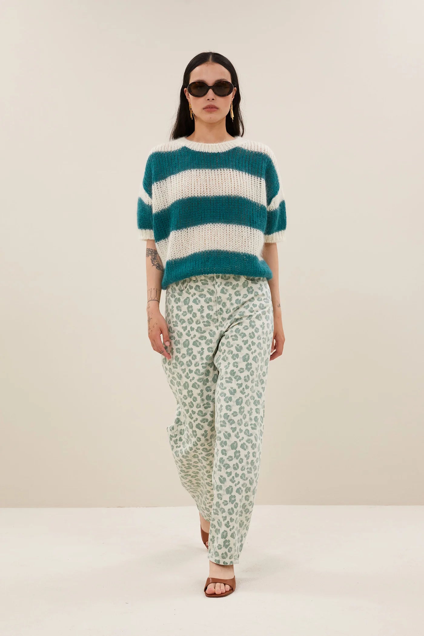 Lew green cheetah pantalon