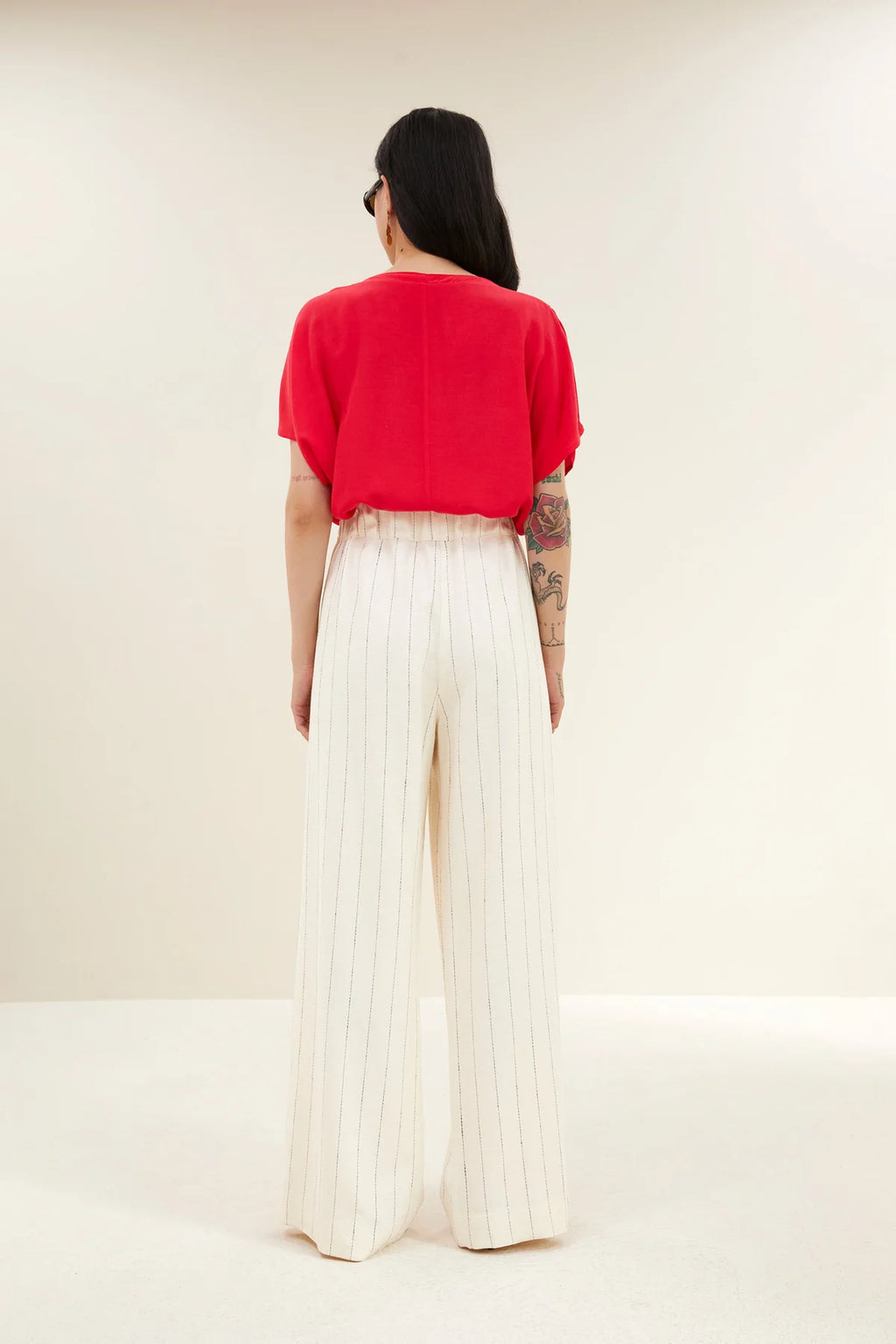 Benji pinstripe pantalon black thin stripe