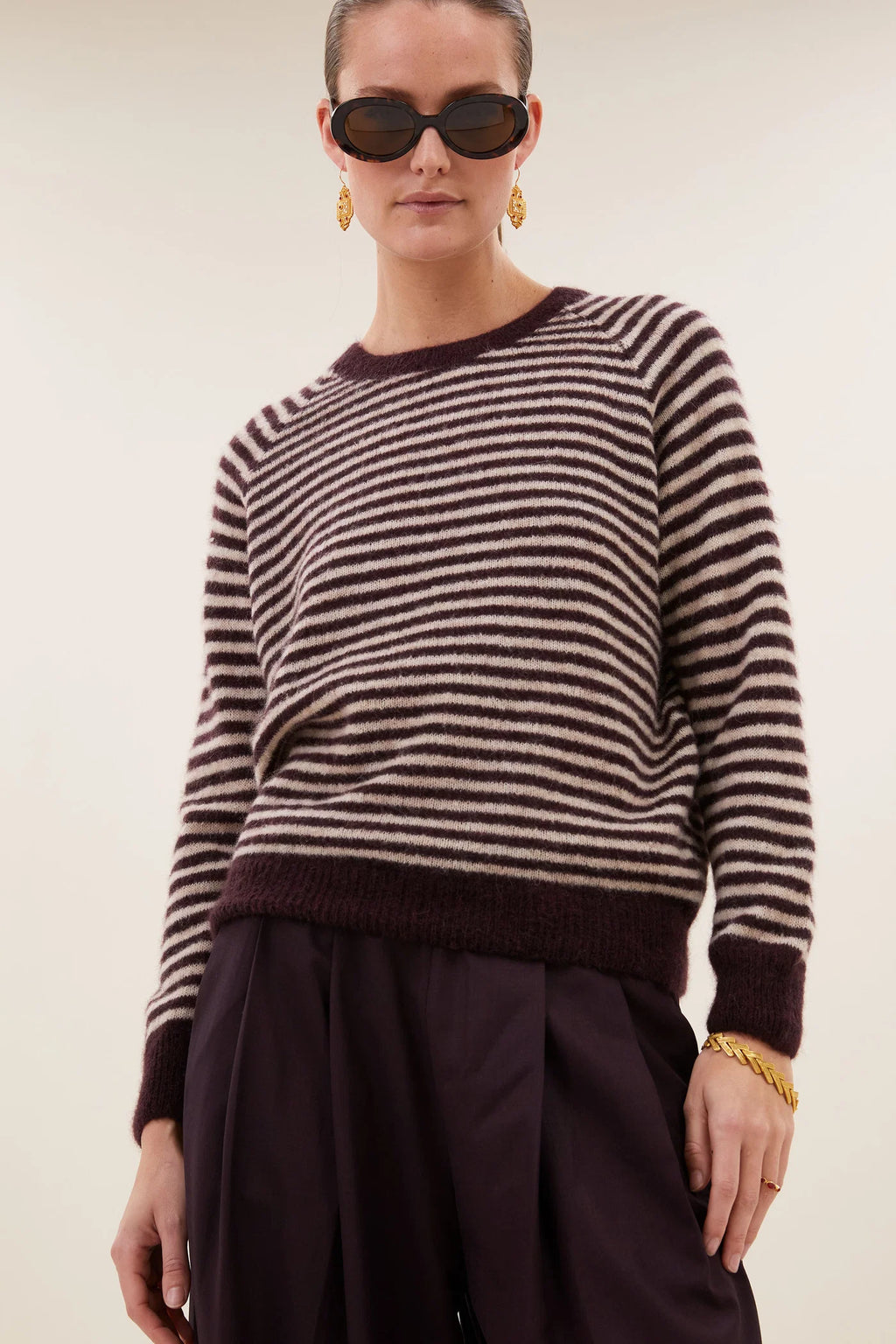 Sally stripe pullover - Burgundy crush stripe