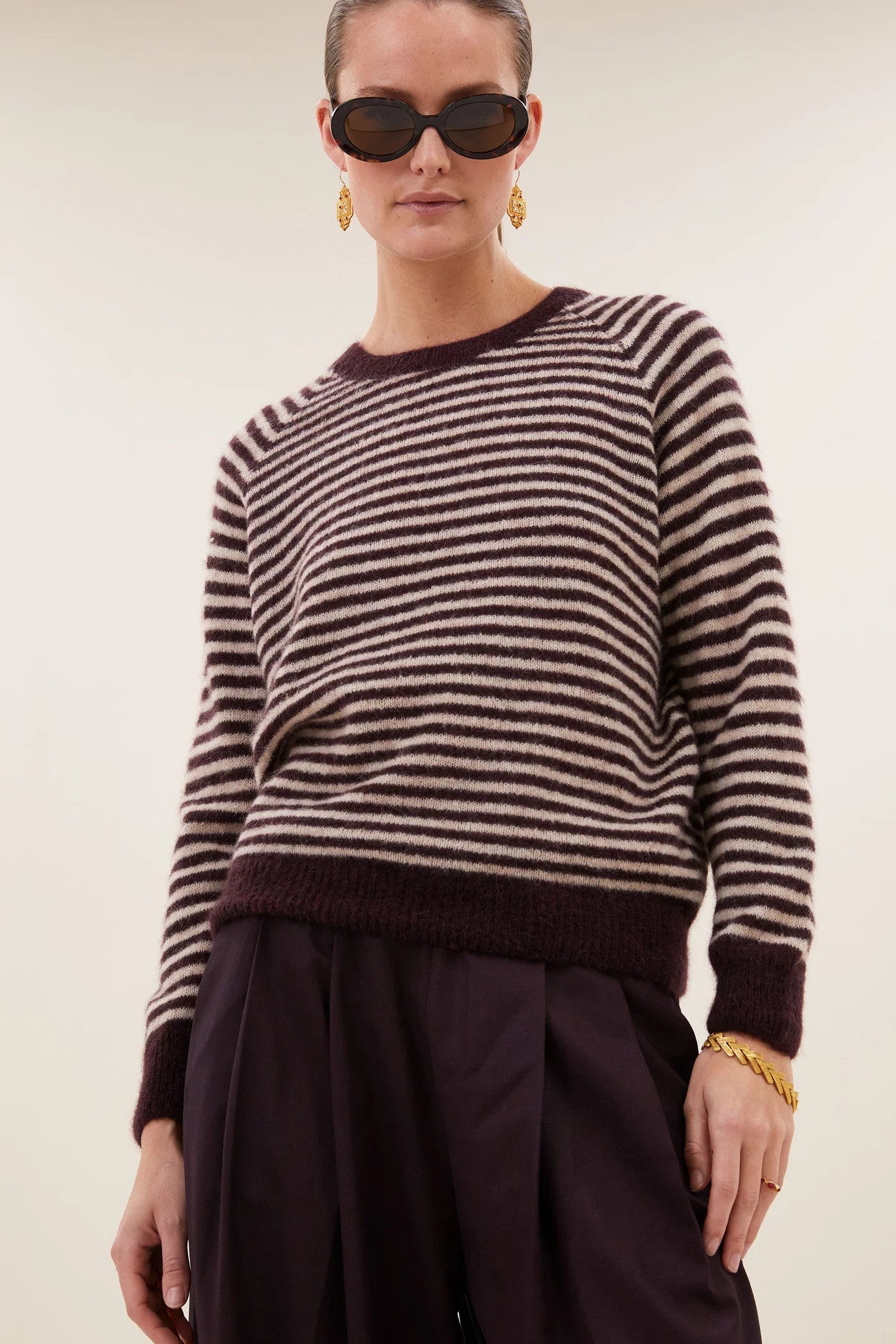 Sally stripe pullover - Burgundy crush stripe