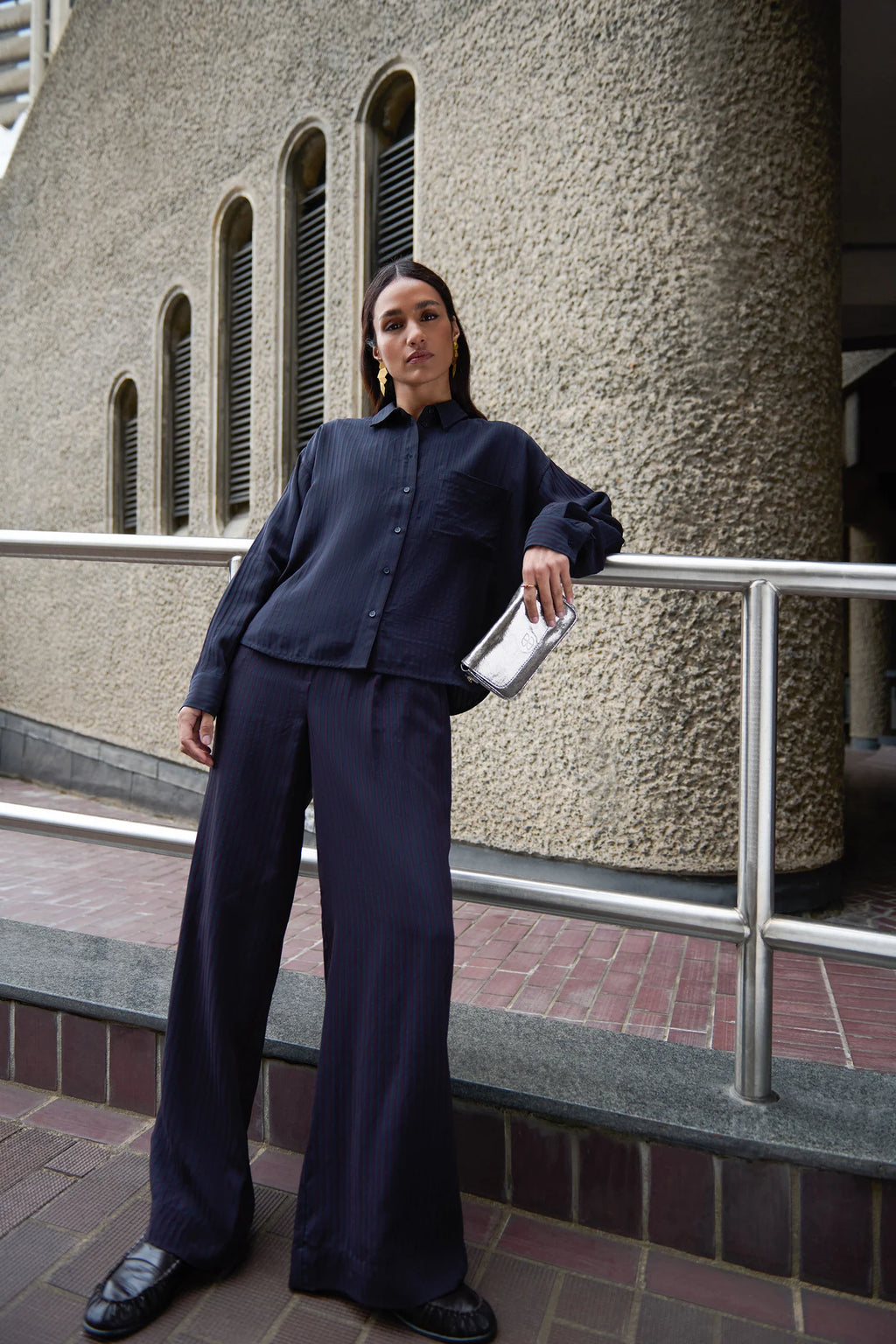 Benji wide stripe pants - wine stripe