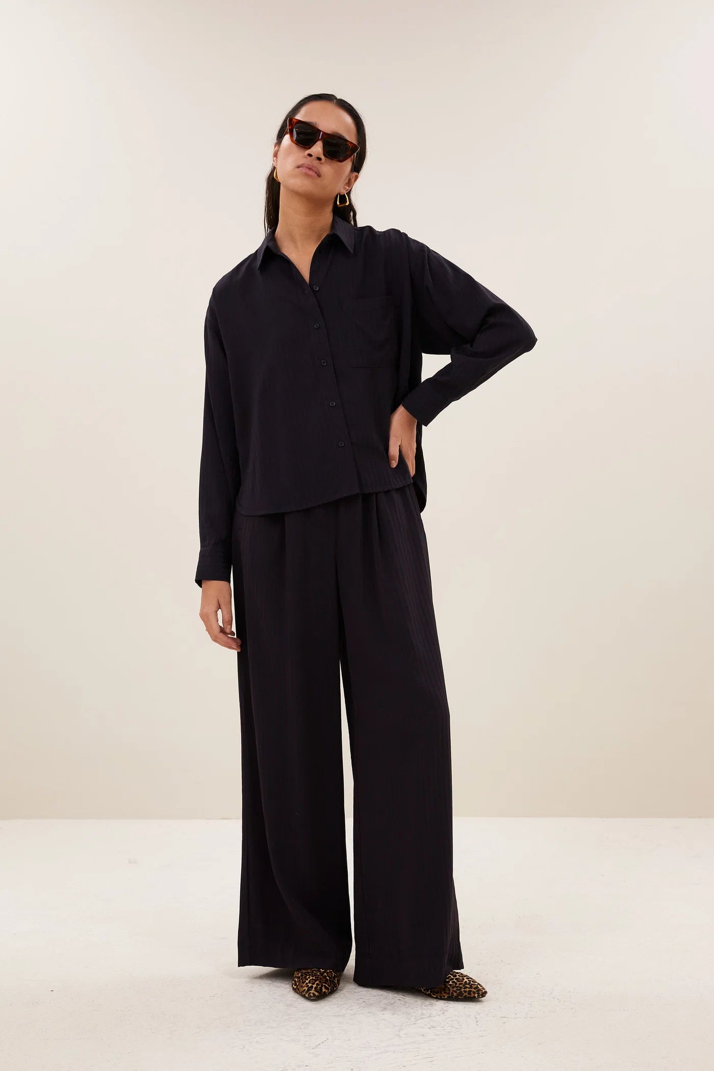 Benji wide stripe pants - wine stripe
