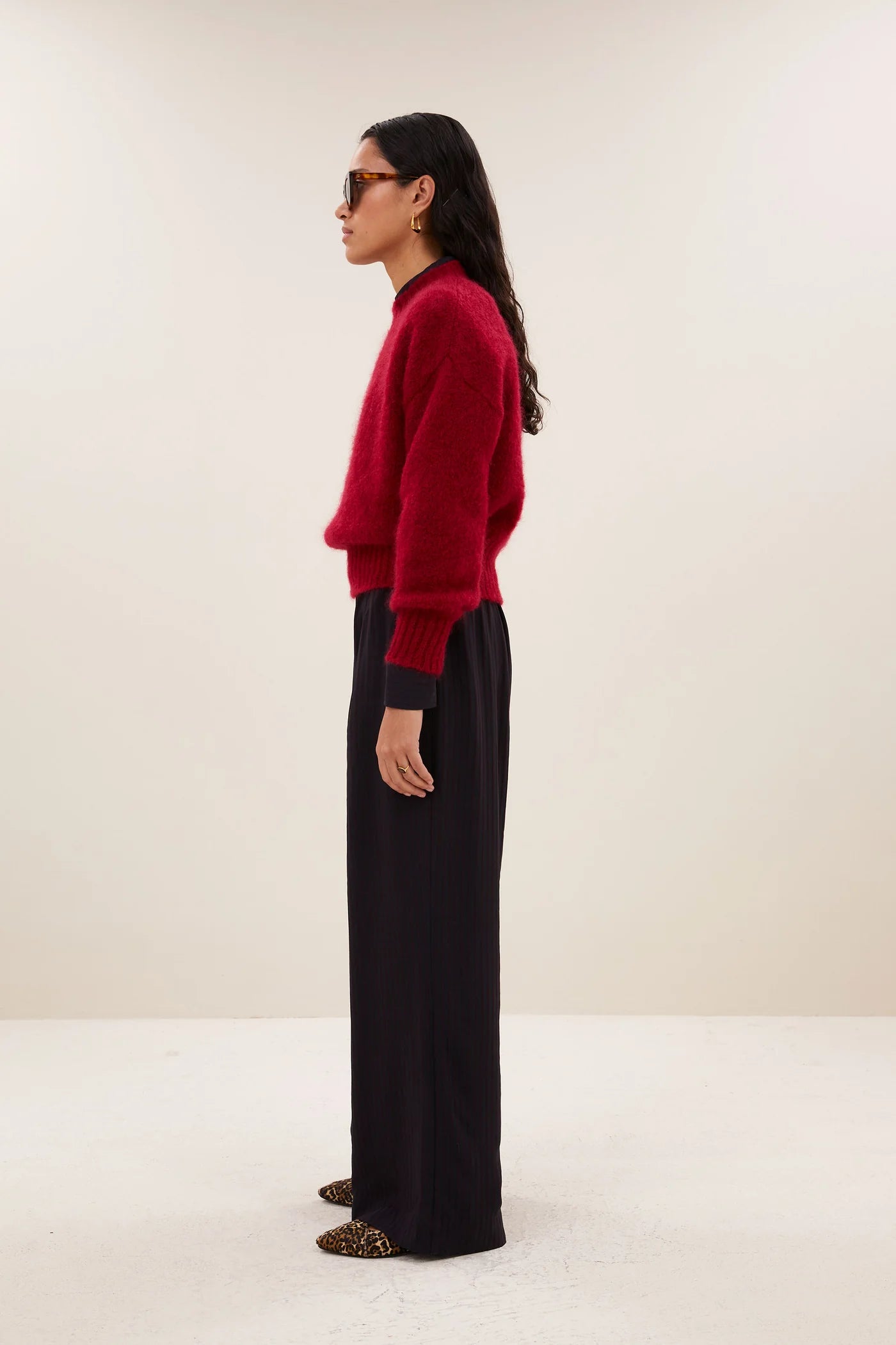 Benji wide stripe pants - wine stripe