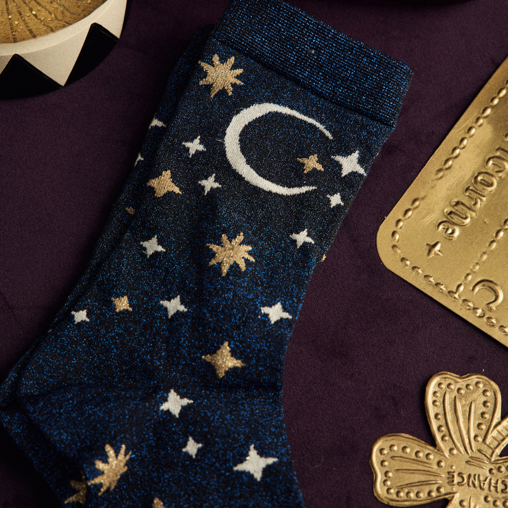 Chaussettes lurex - bleu nuit bonne avent