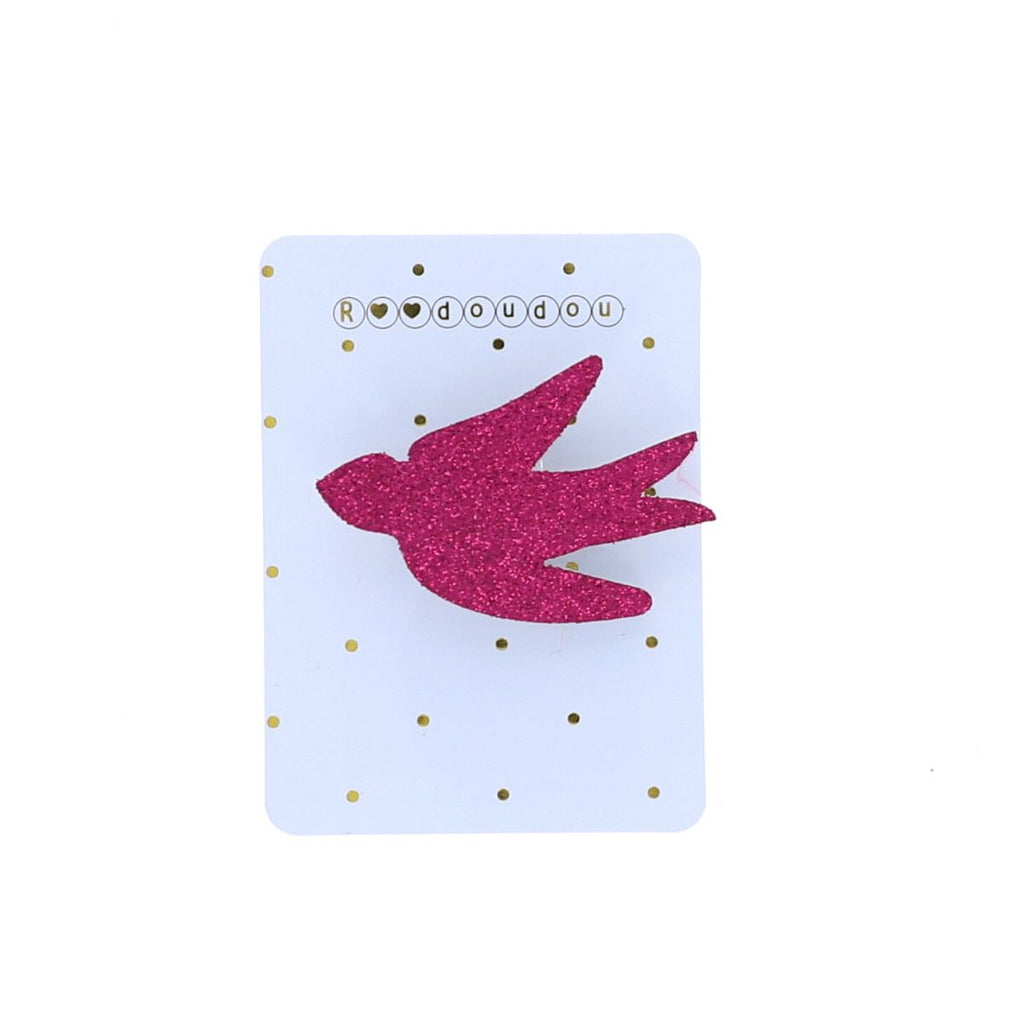 Broche oiseau rose