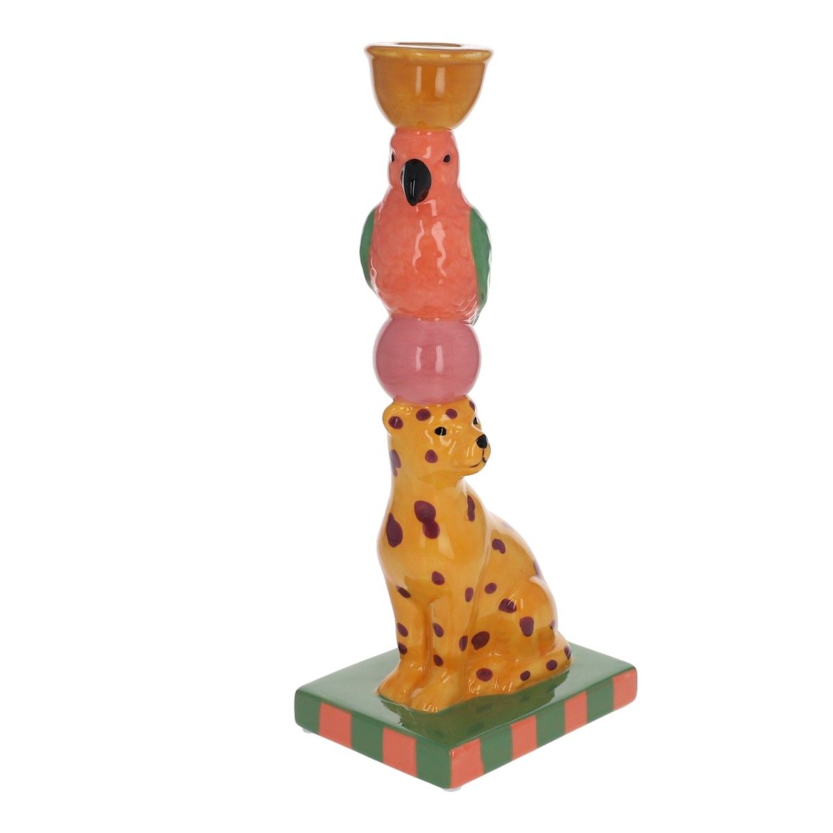 Paraty - bougeoir leopard perroquet