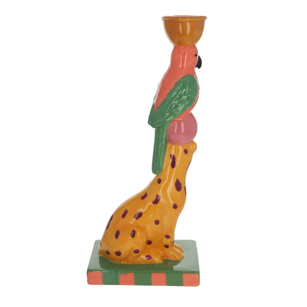 Paraty - bougeoir leopard perroquet