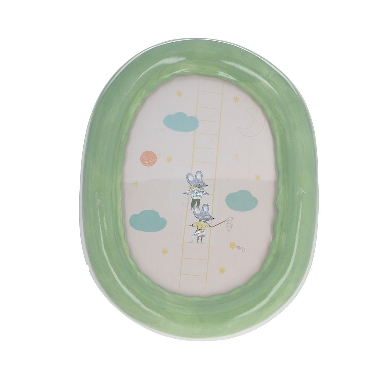 Cadre ceramique vert oval - petite souris