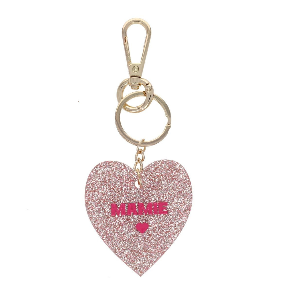 Porte cle - coeur glitter mamie