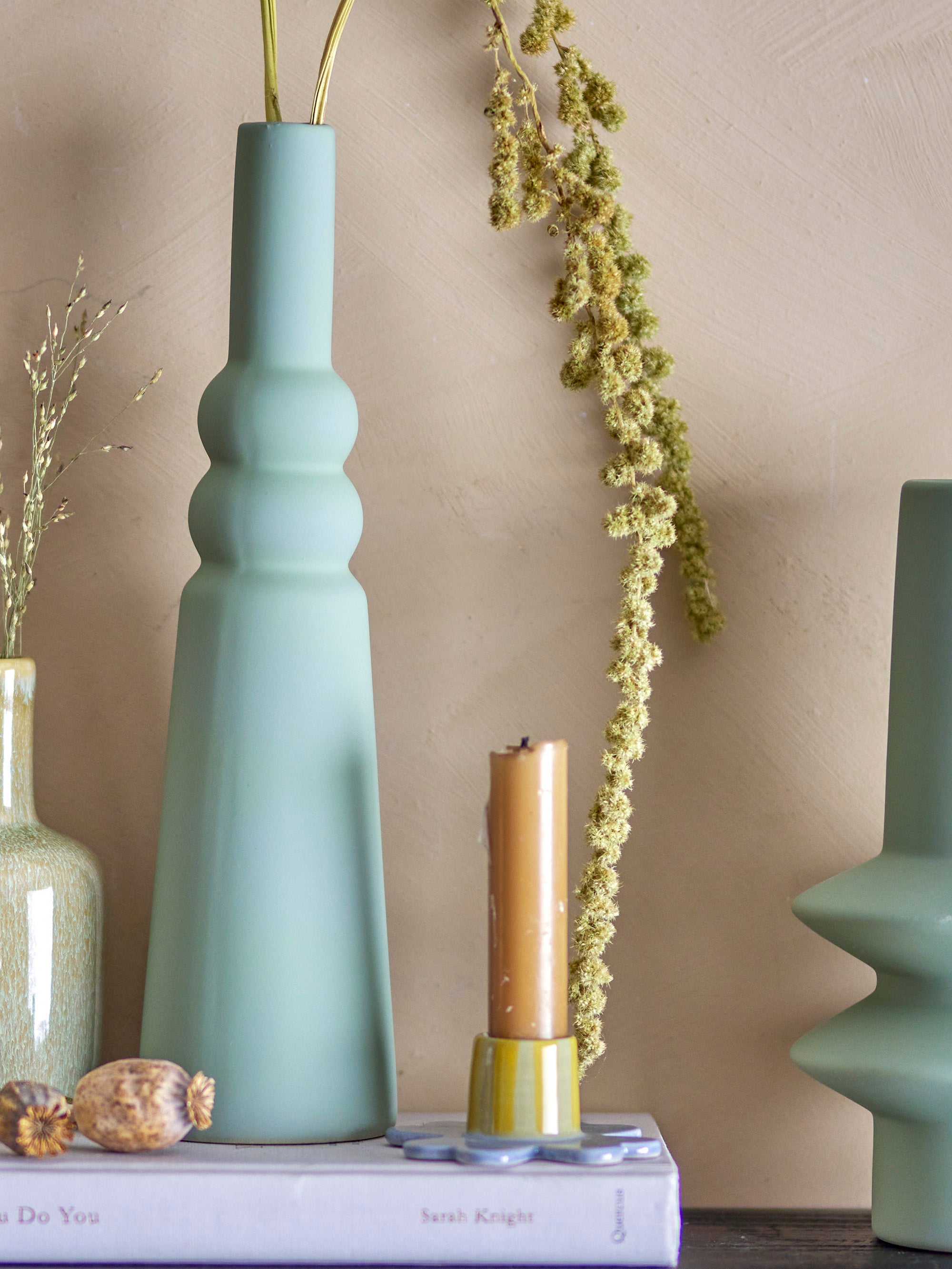 Isolde Vase, Verte, Grès