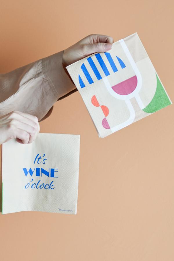 Wine Serviette, Blue, FSC® Mix, Papier