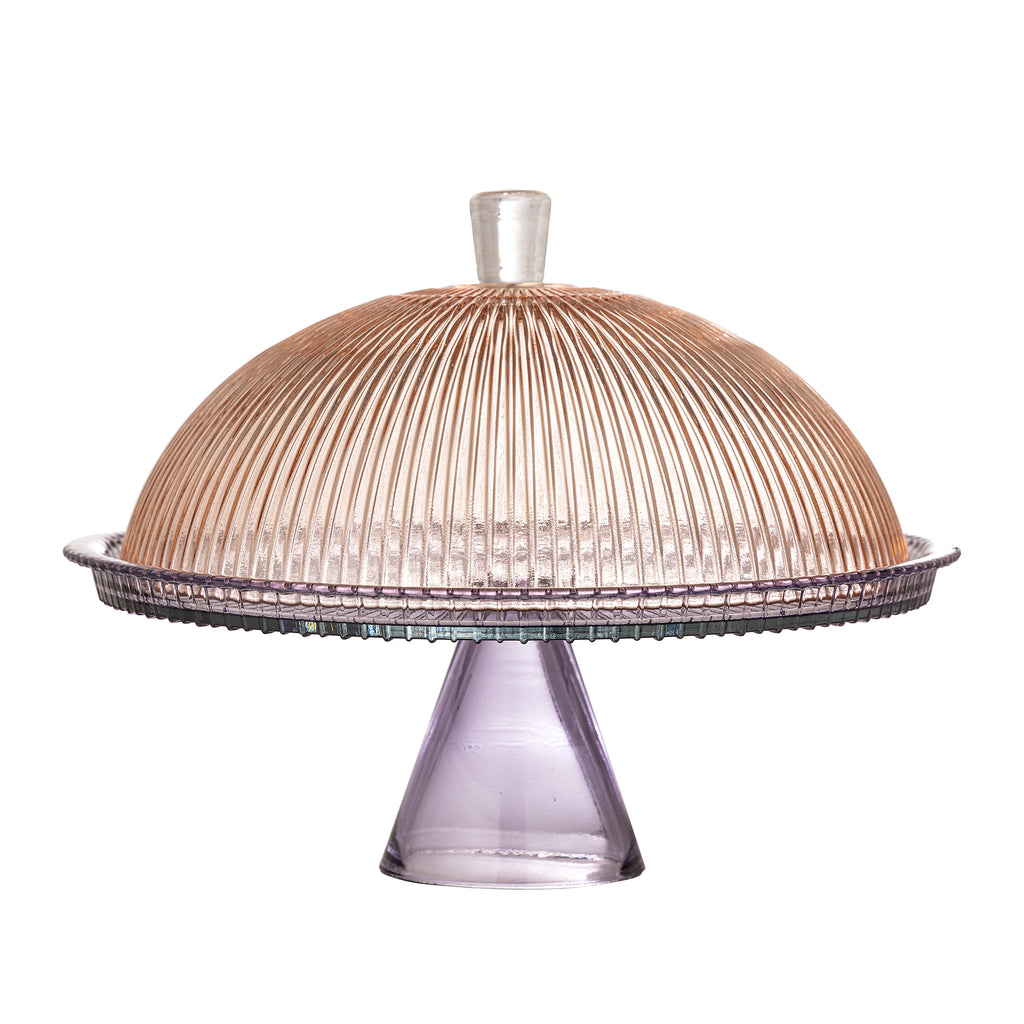 Tayo Cake Tray w/Dome, Multicolore, Verre