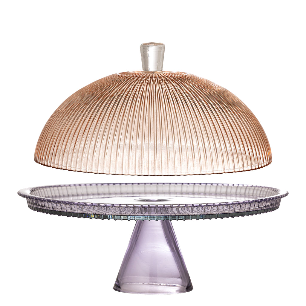 Tayo Cake Tray w/Dome, Multicolore, Verre