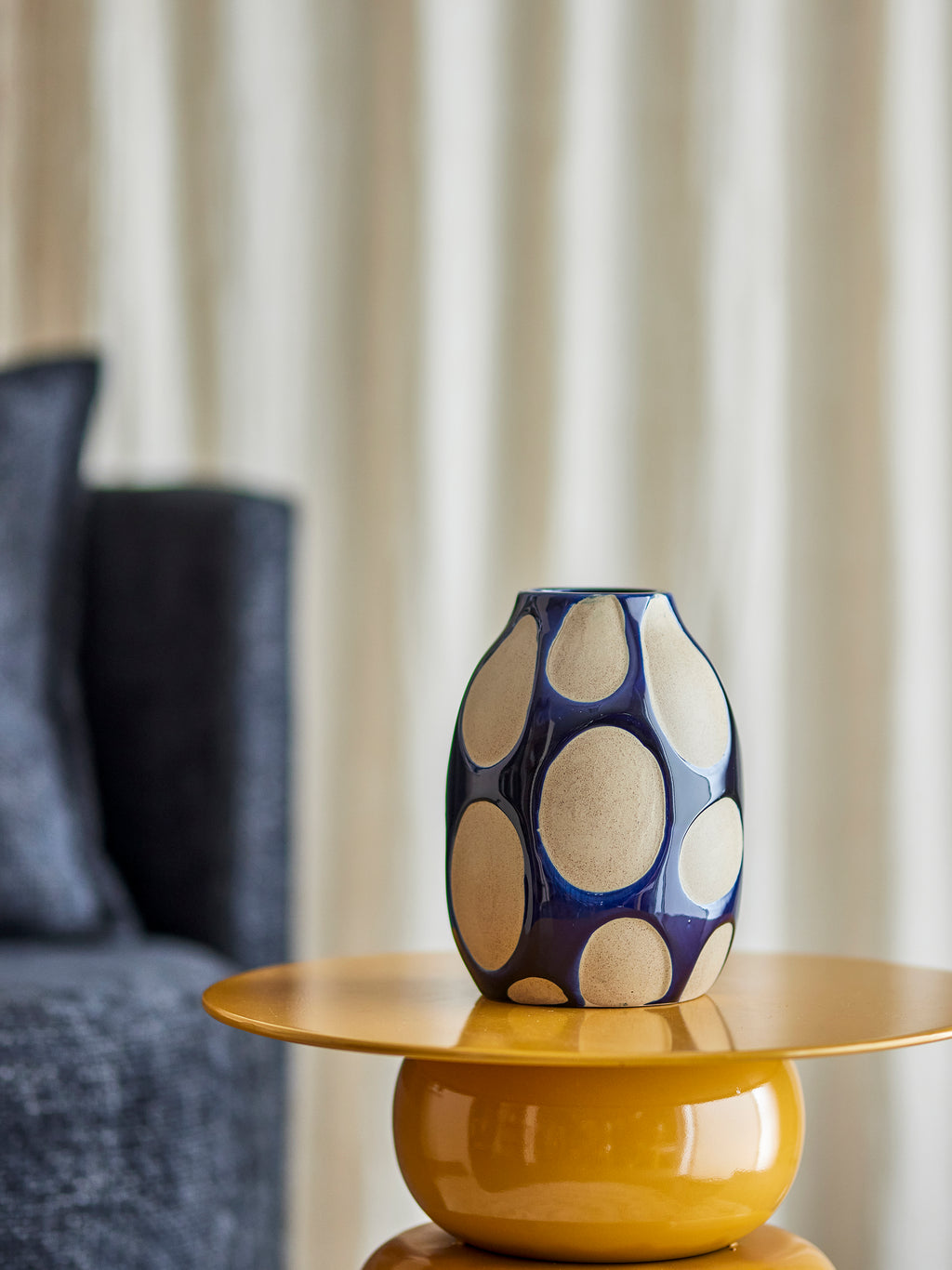 Bashir Vase, Bleu, Grès