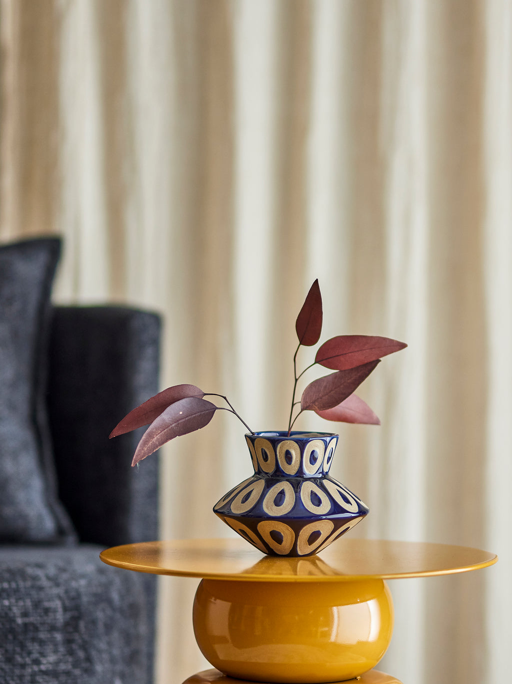 Bashir Vase, Bleu, Grès