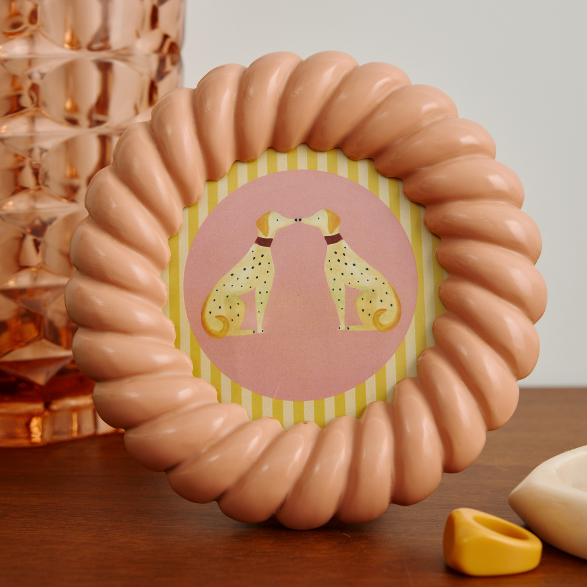 Cadre olympe rond rose