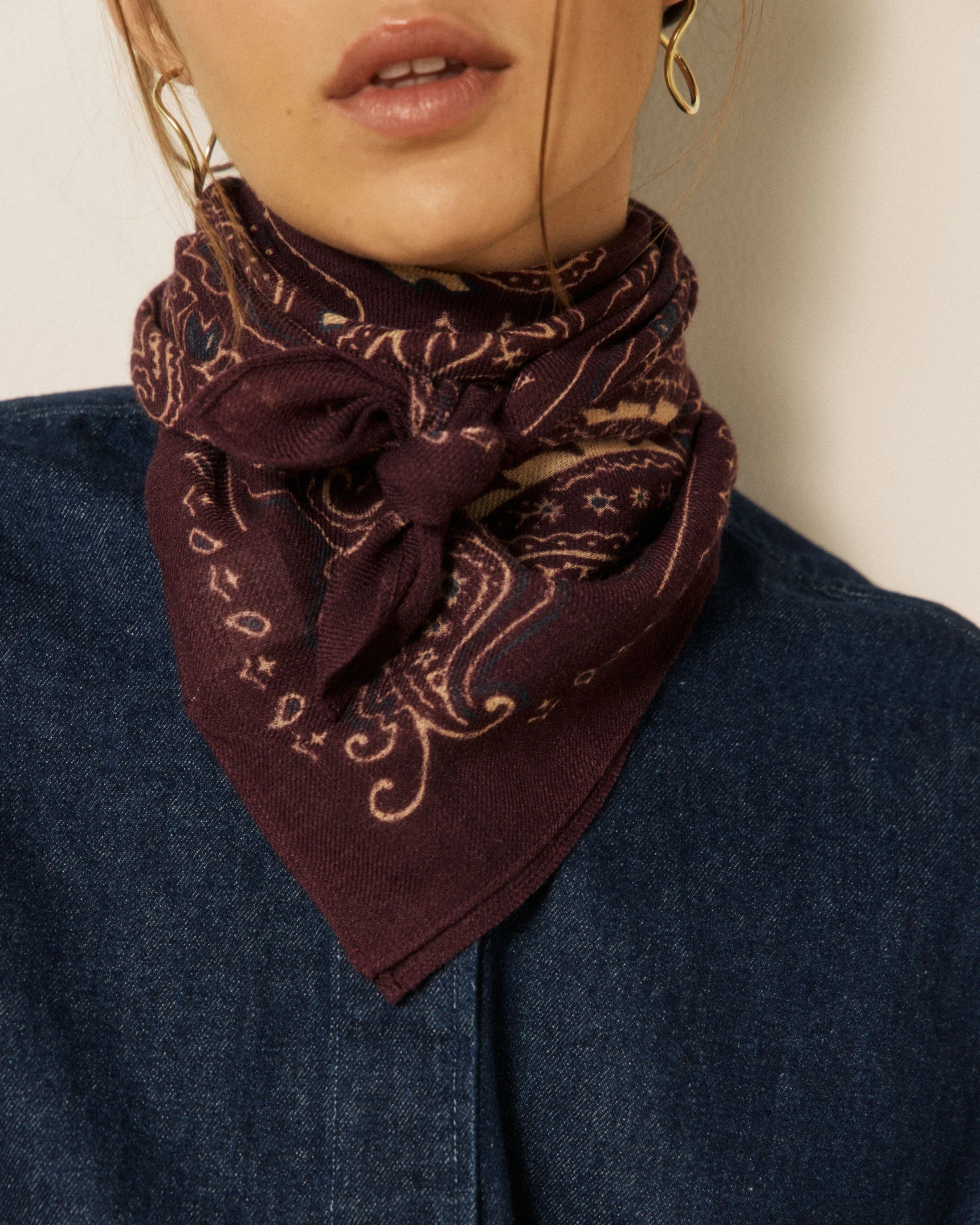 Echarpe Bandana Paisley - Wine