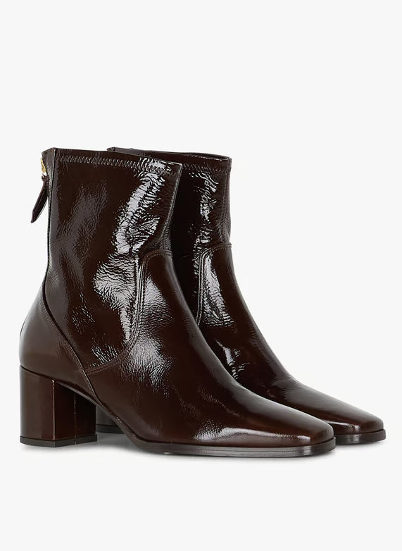 Bottines N°664 - cuir vernis marron