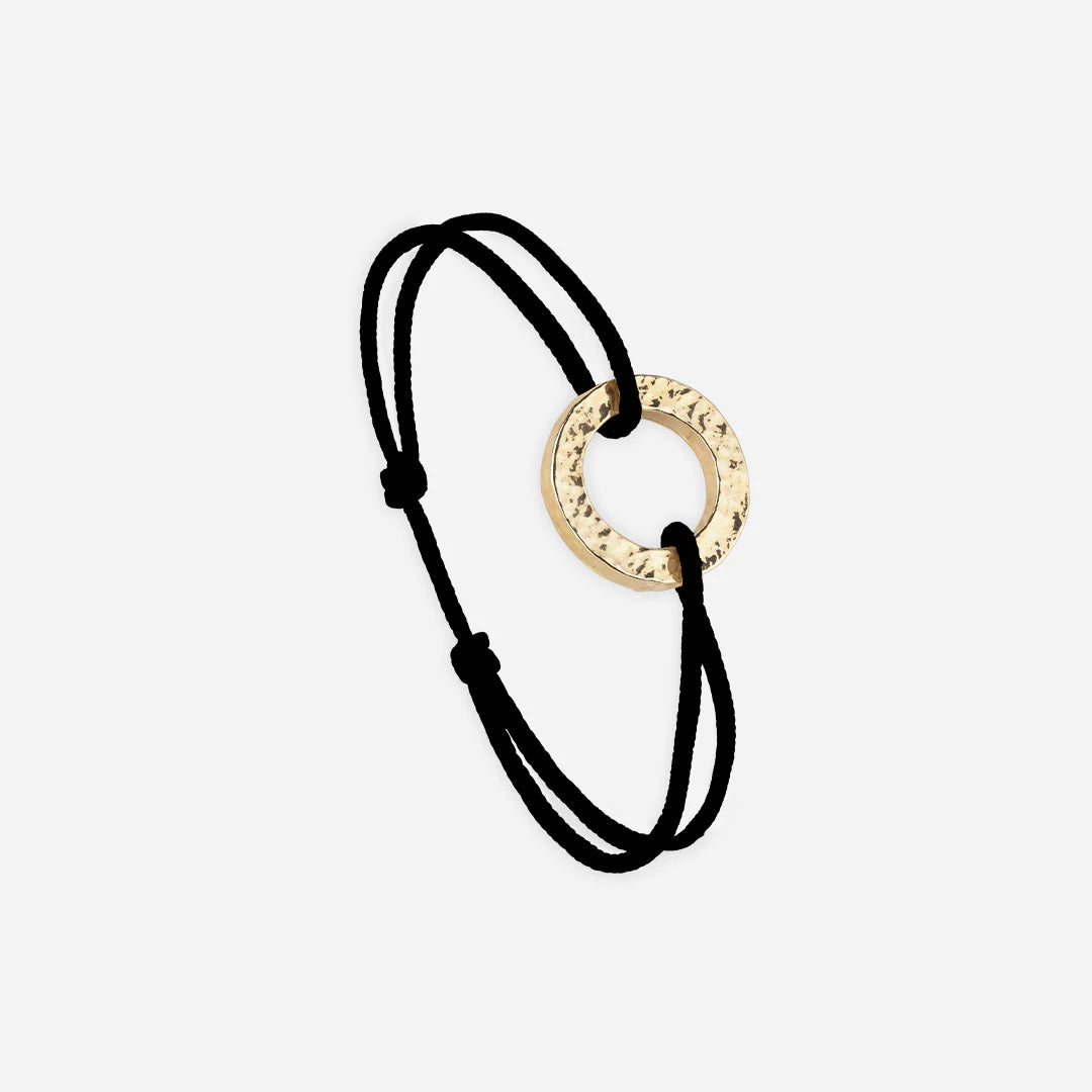 Bracelet cercle martelé plaqué or - Noir