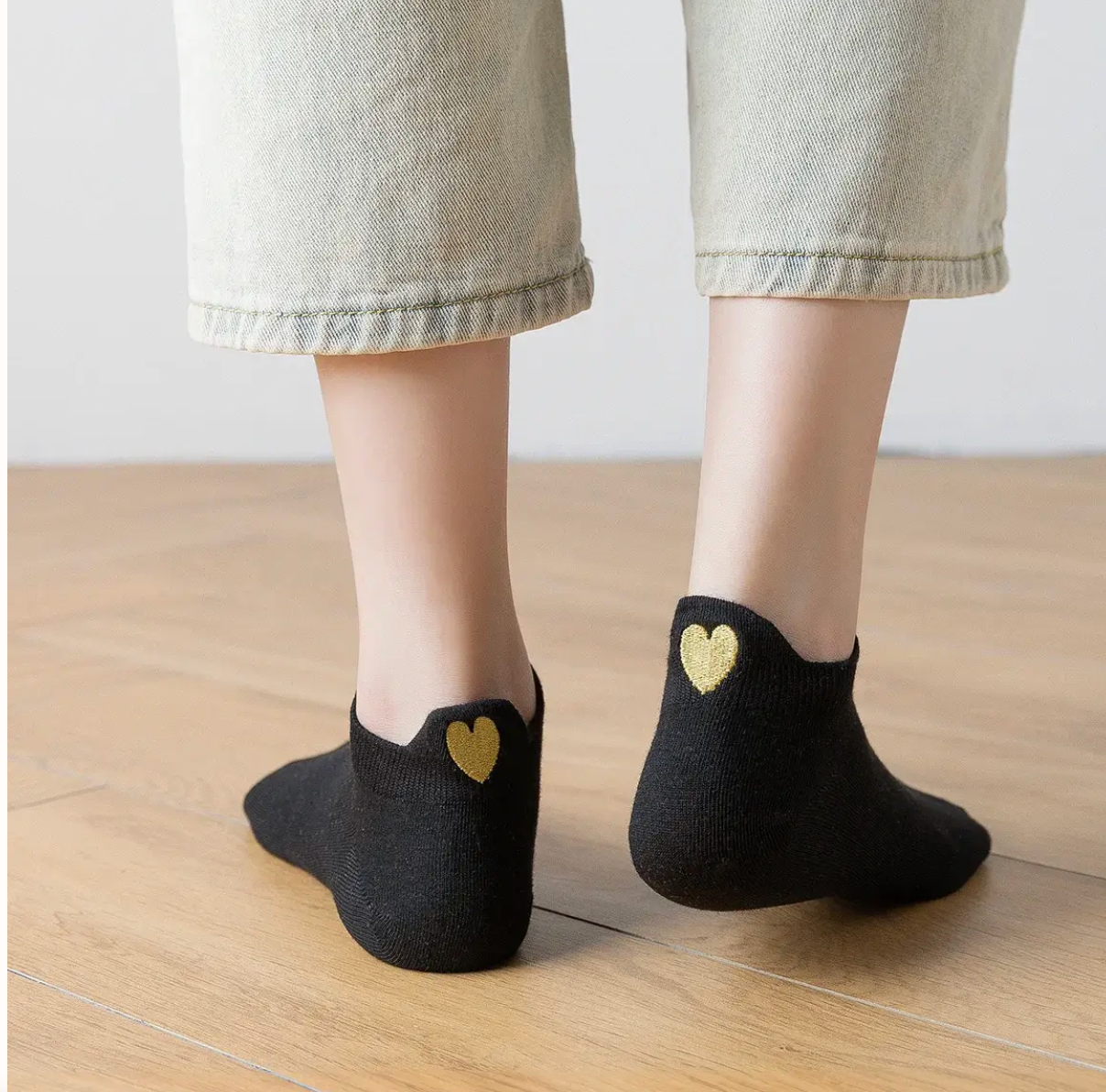 Chaussettes grises Languette Coeur Doré - taille unique