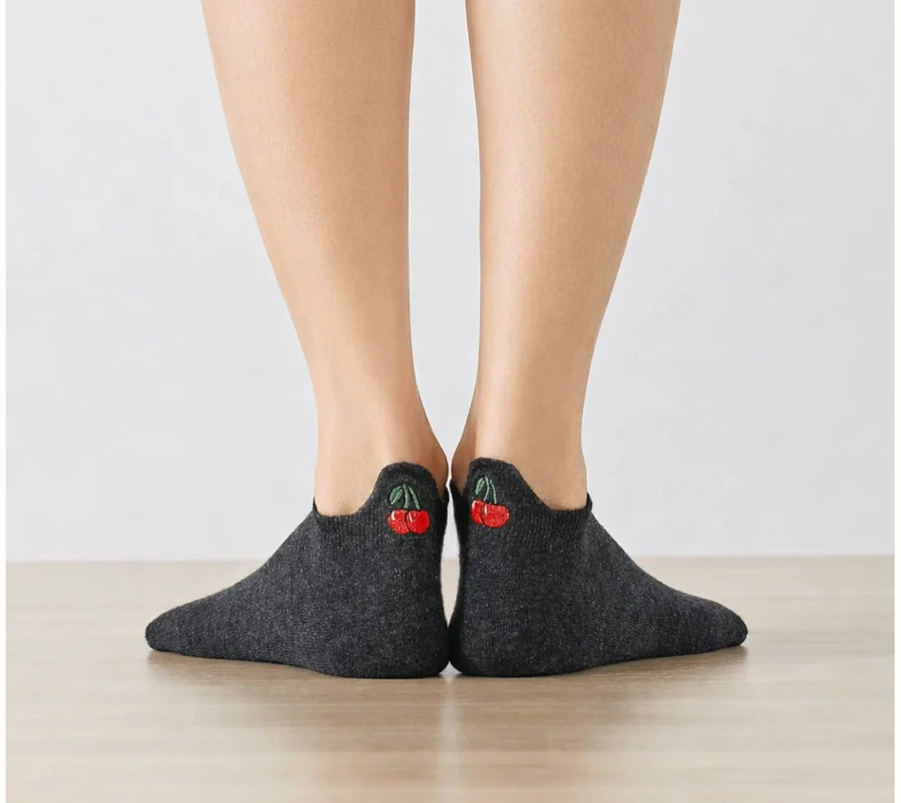 Chaussettes grises Languette Cerise - taille unique