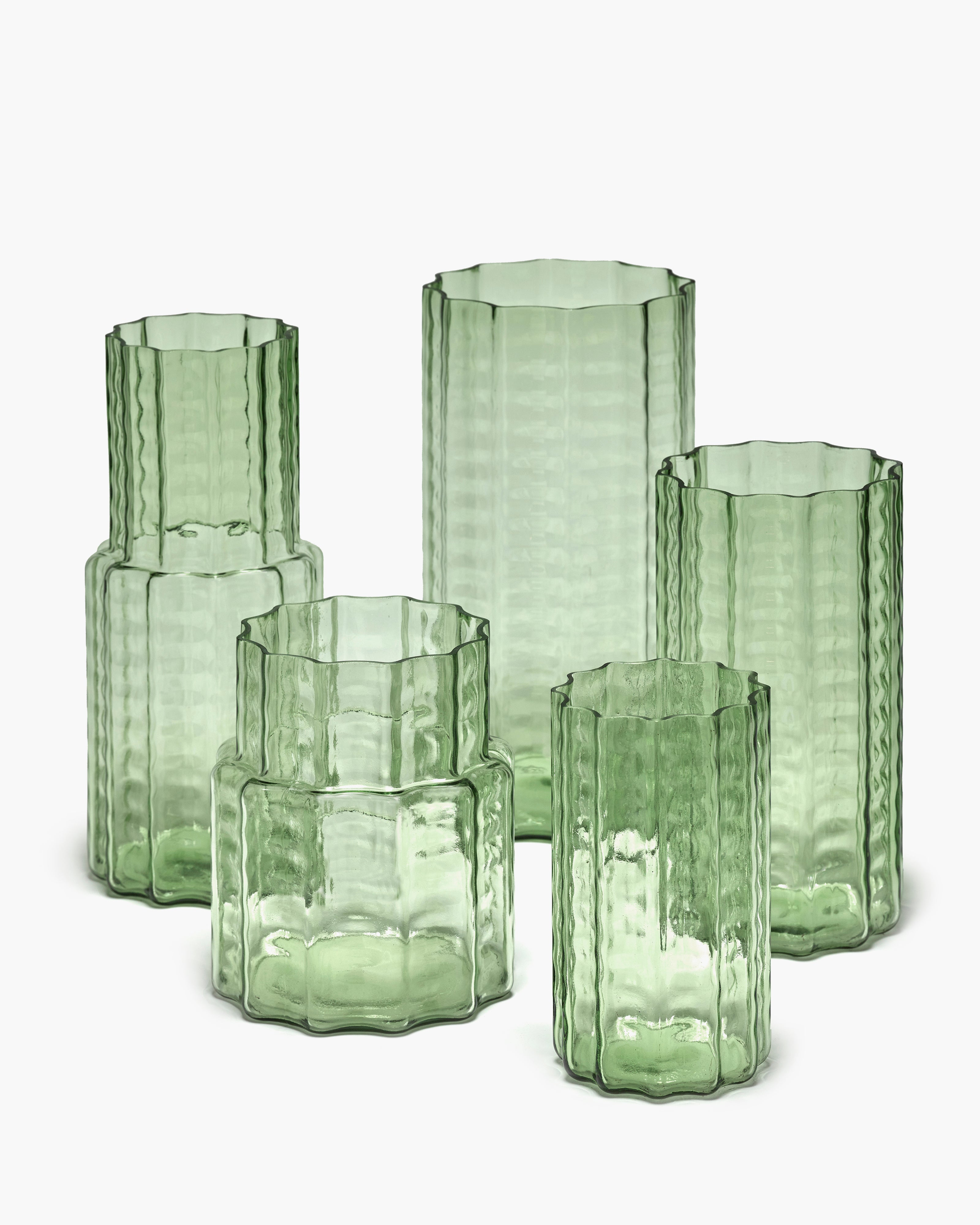 Vase 04 vert transparent waves - 2