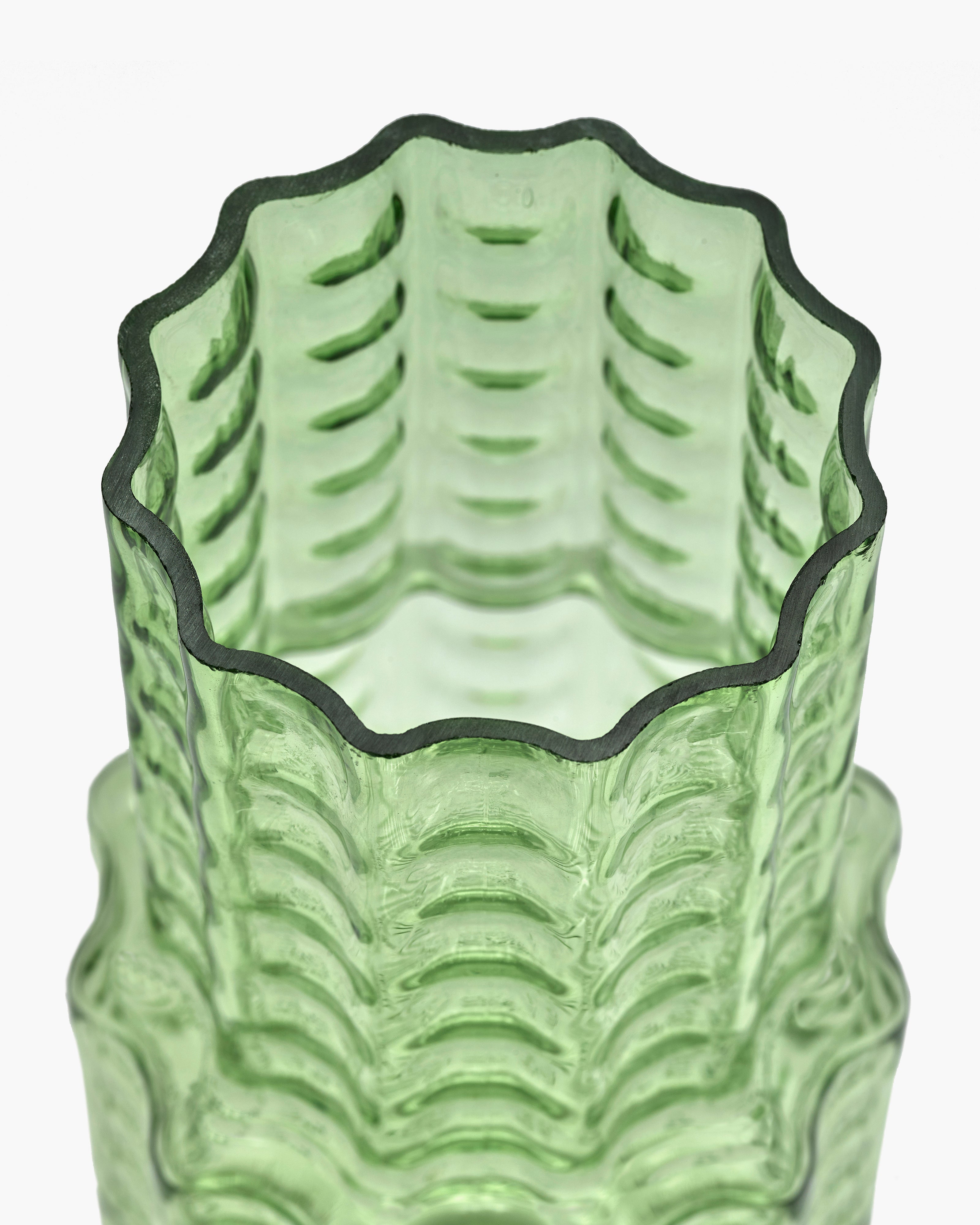 Vase 05 vert transparent waves - 2