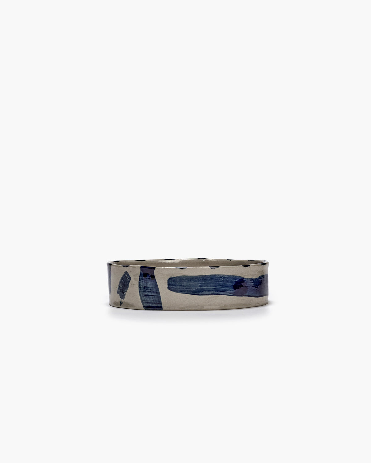 Plat de service rond profond beige - bleu sophia - 3