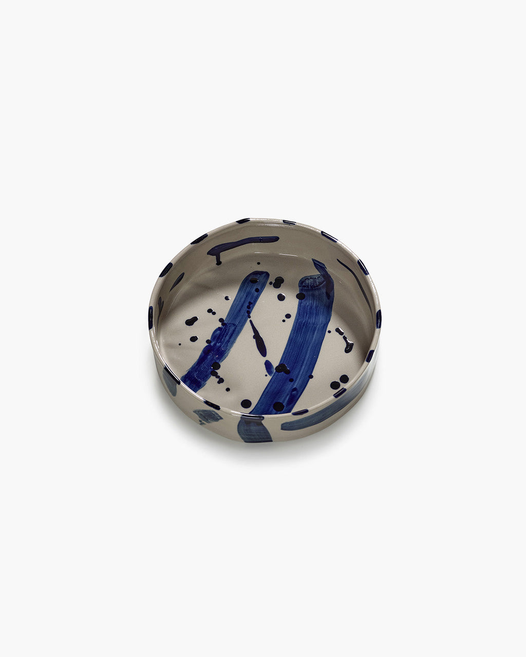 Plat de service rond profond beige - bleu sophia - 5