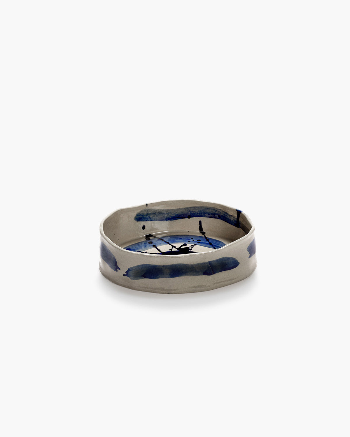Plat de service ovale profond beige - bleu sophia