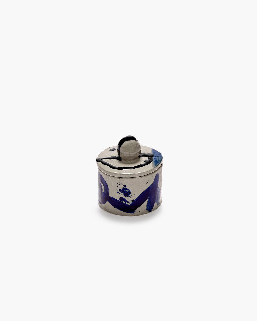 Pot en céramique avec couvercle beige - bleu sophia