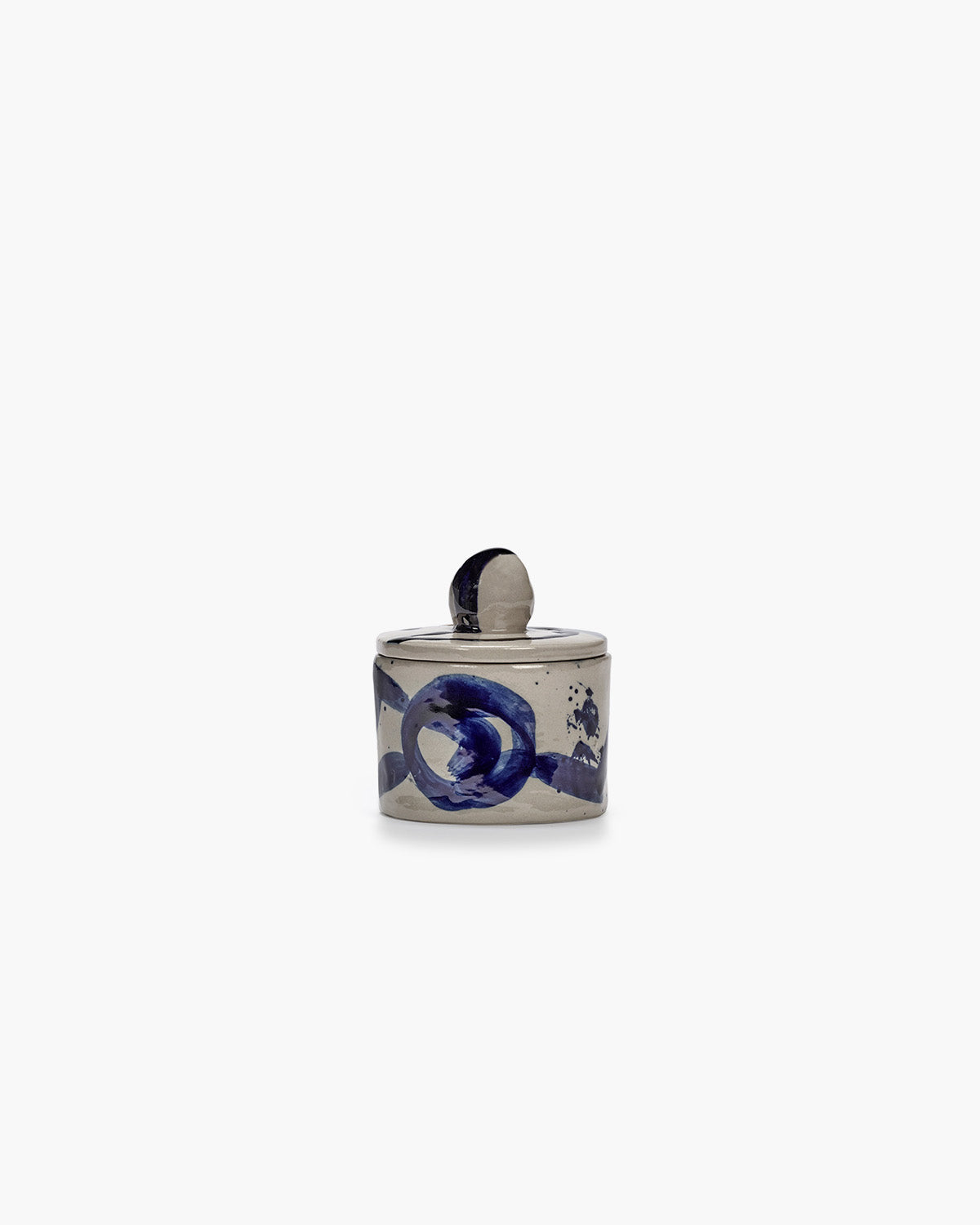 Pot en céramique avec couvercle beige - bleu sophia - 3
