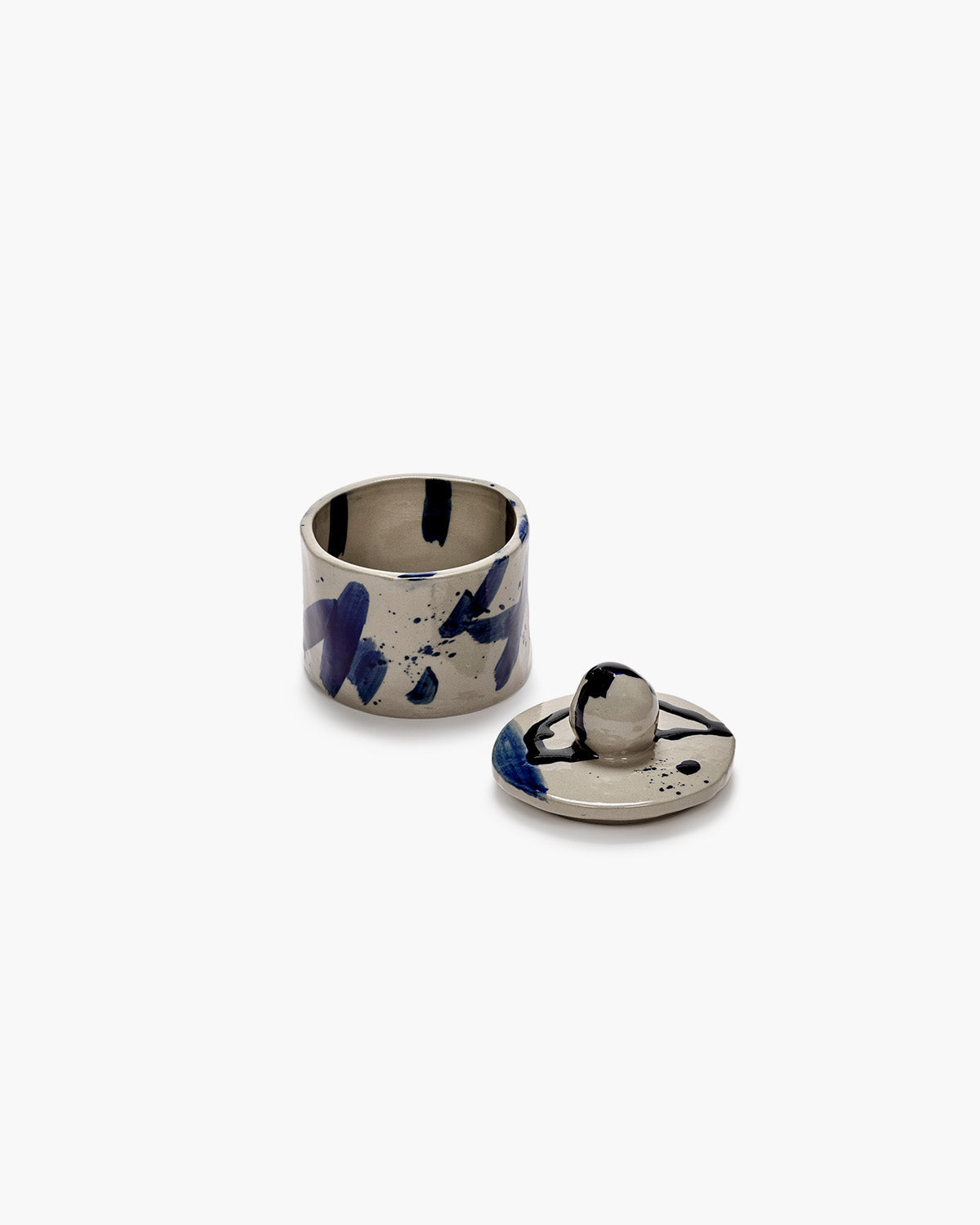 Pot en céramique avec couvercle beige - bleu sophia - 4