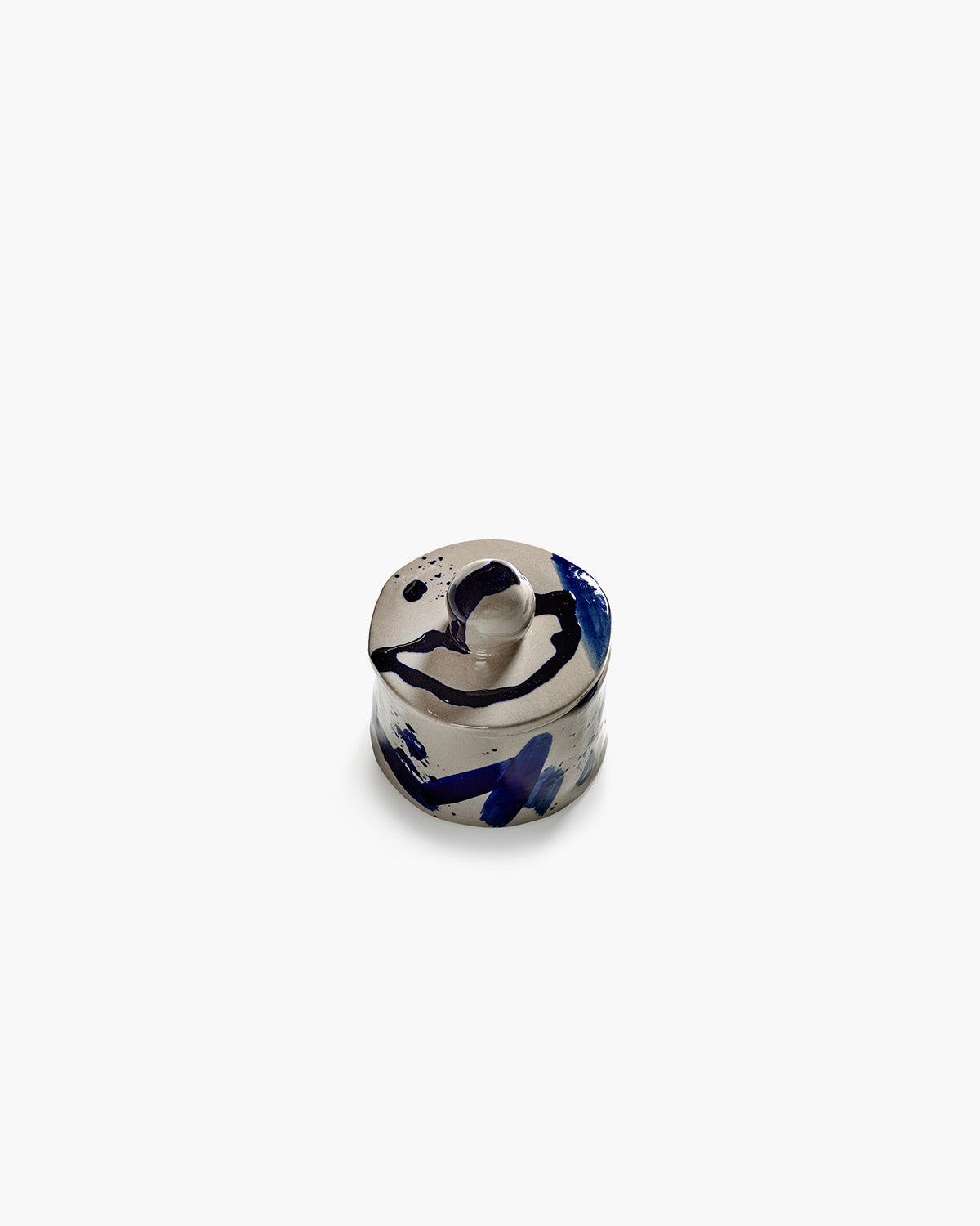 Pot en céramique avec couvercle beige - bleu sophia - 5