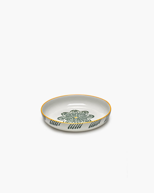 Assiette à pâtes jaune - vert bazaar