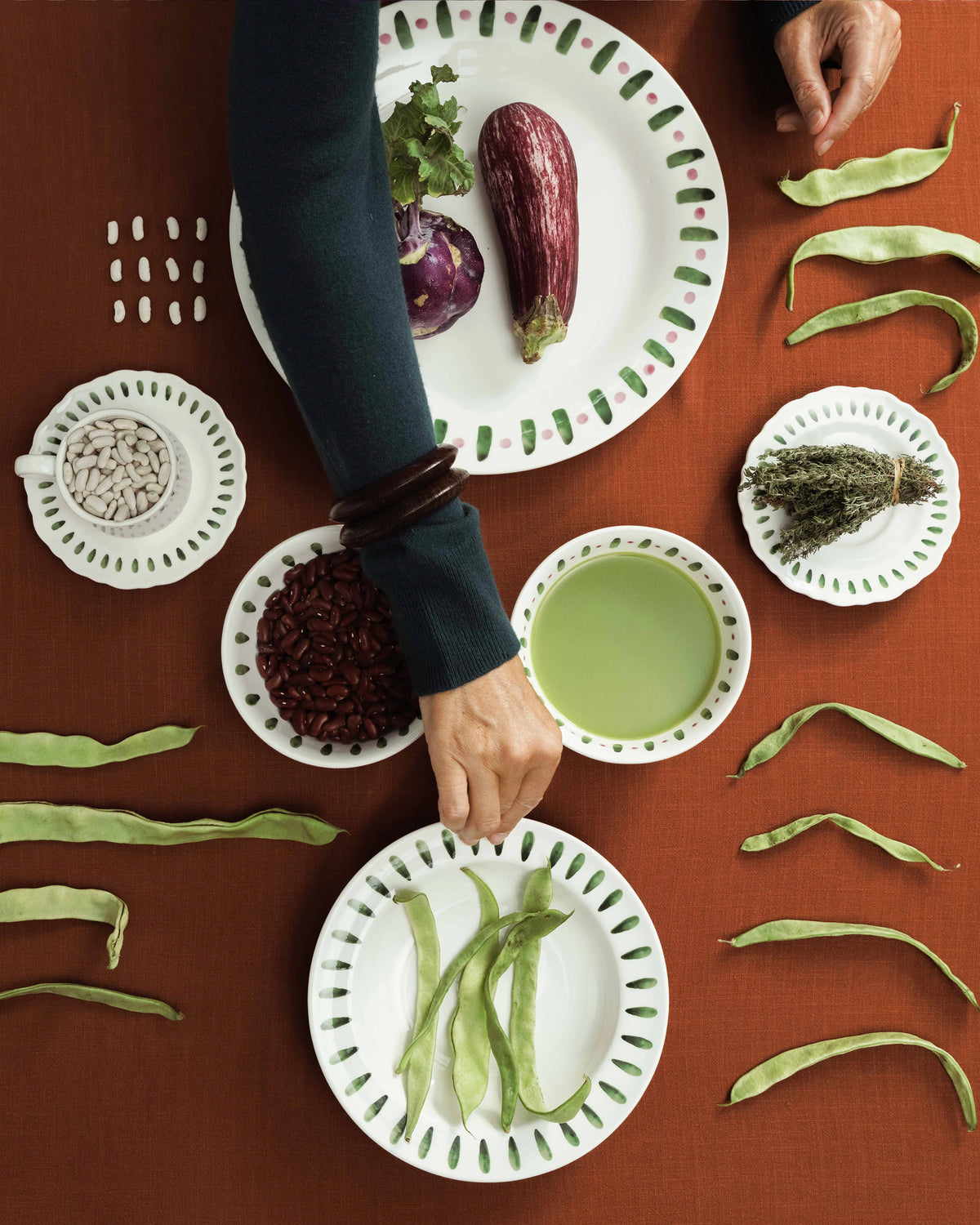 Plat de service rond vert - violet Charly