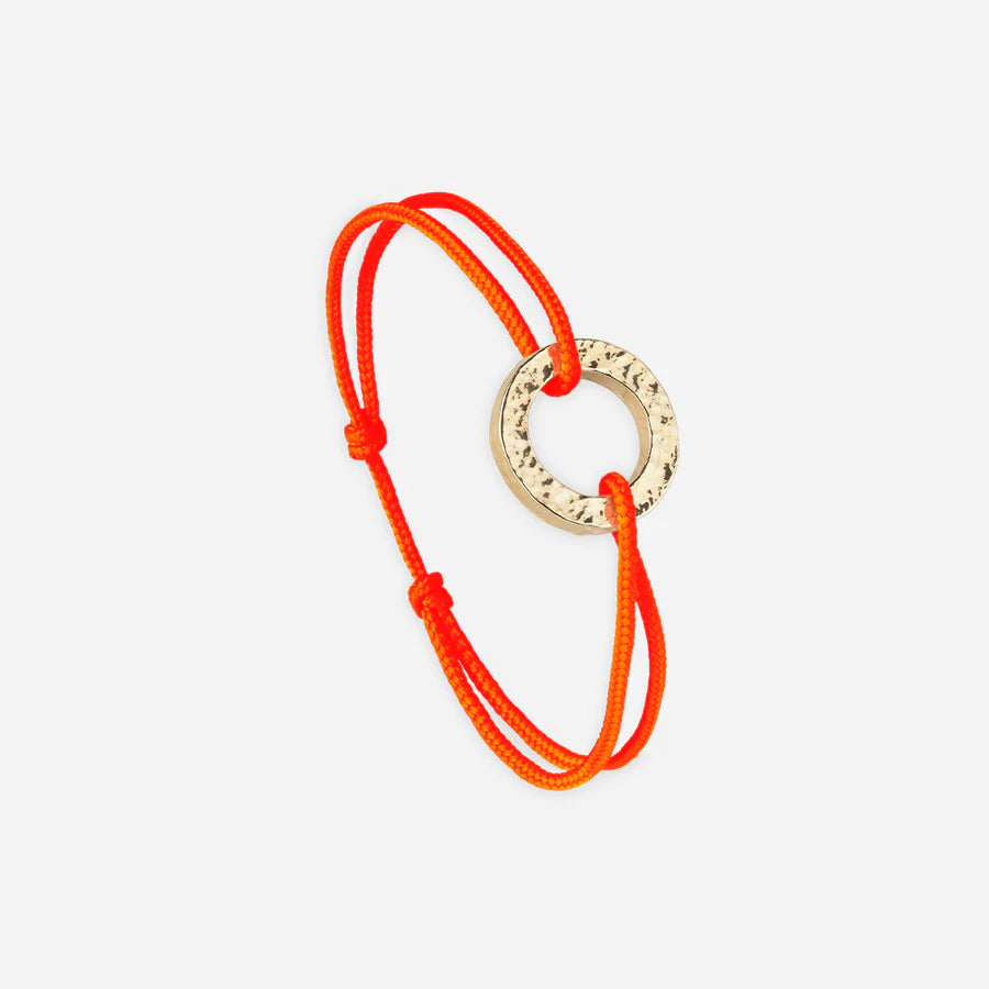 Bracelet cercle martelé plaqué or - Orange
