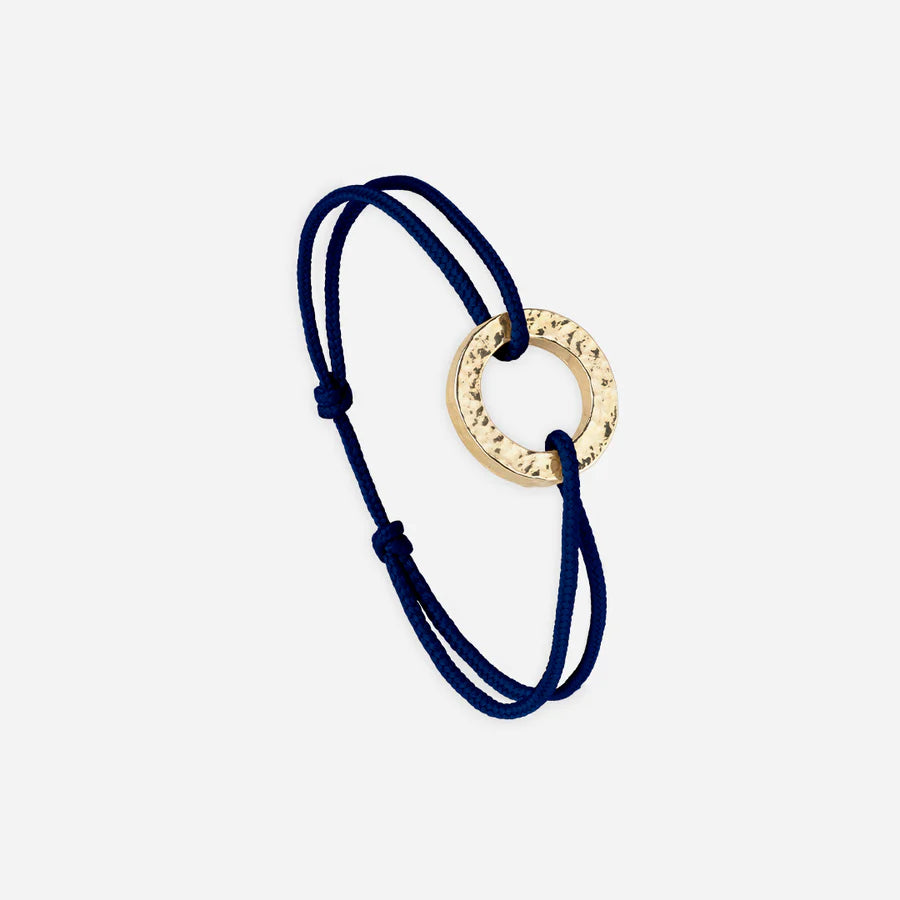 Bracelet cercle martelé plaqué or - Bleu marine