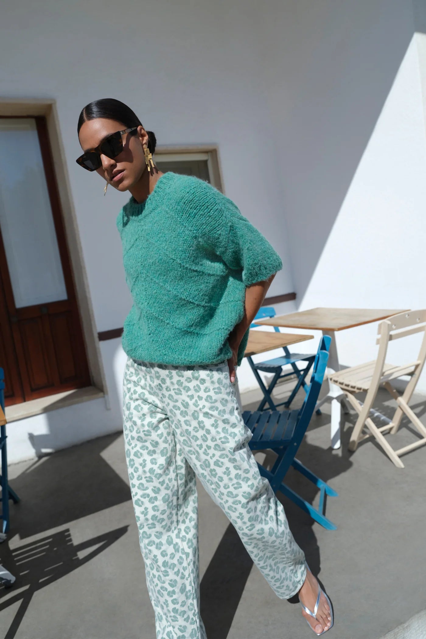 Lew green cheetah pantalon
