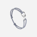 Bracelet Union 16 mm - plaqué argent - bleu marine et blanc