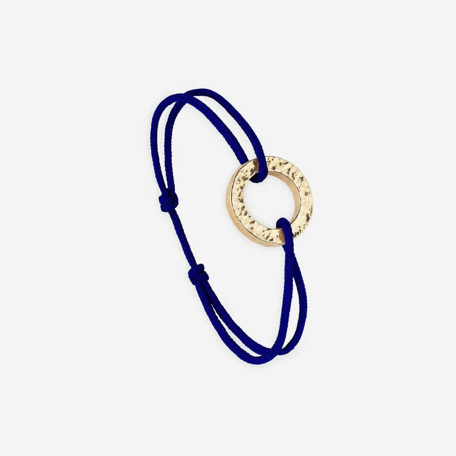 Bracelet cercle martelé plaqué or - Bleu roi