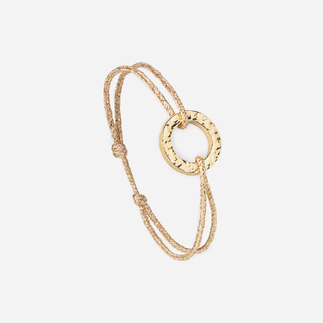 Bracelet cercle martelé plaqué or - Or pailleté