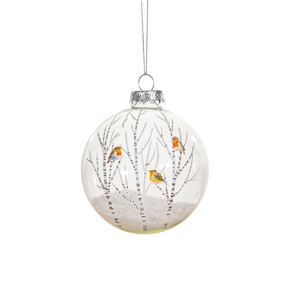 Winter Robins Glass Bauble