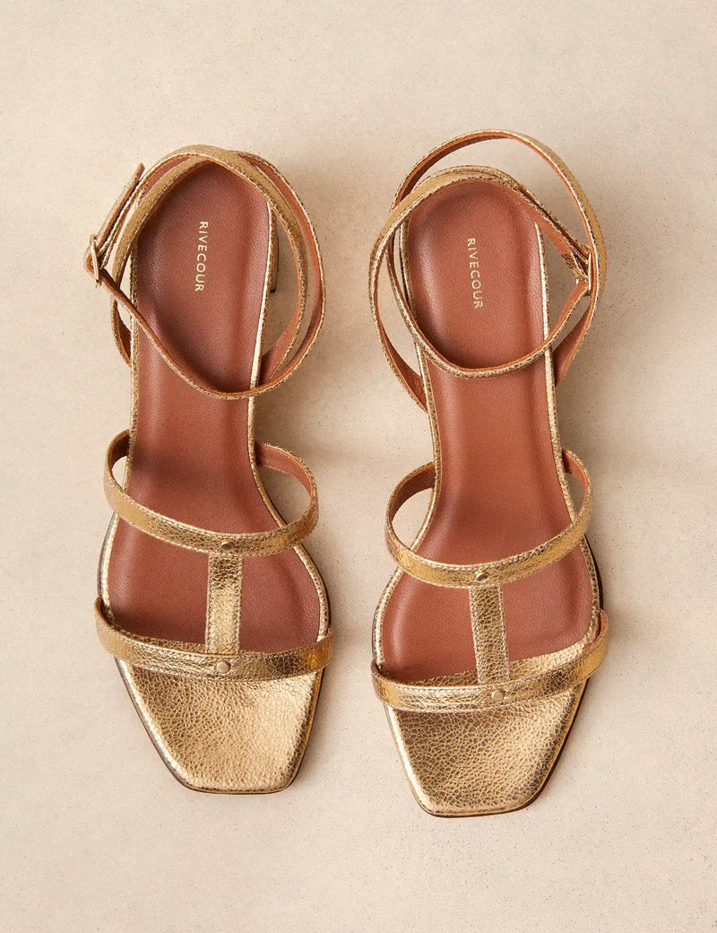 Sandales N°902 cuir craqué or