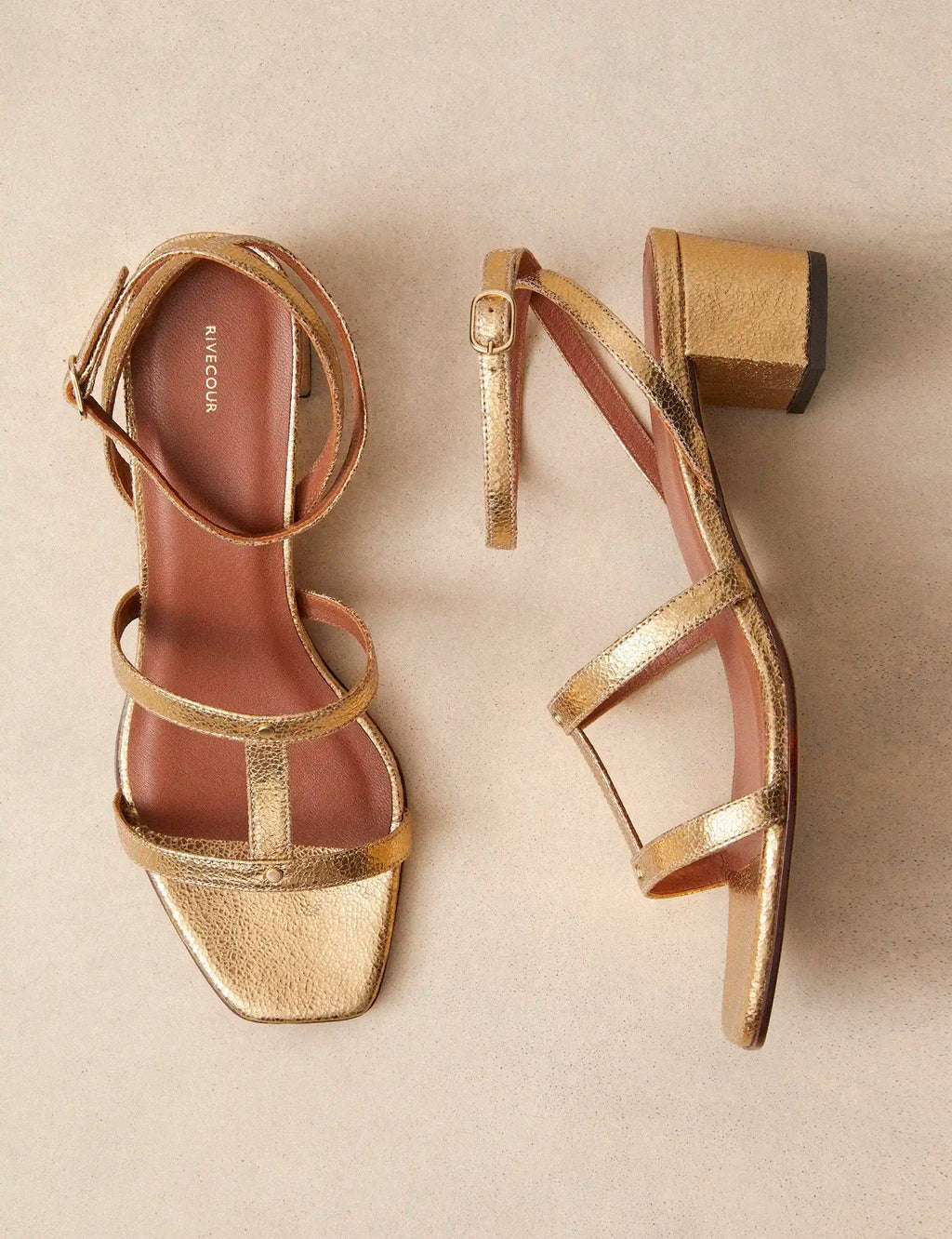 Sandales N°902 cuir craqué or