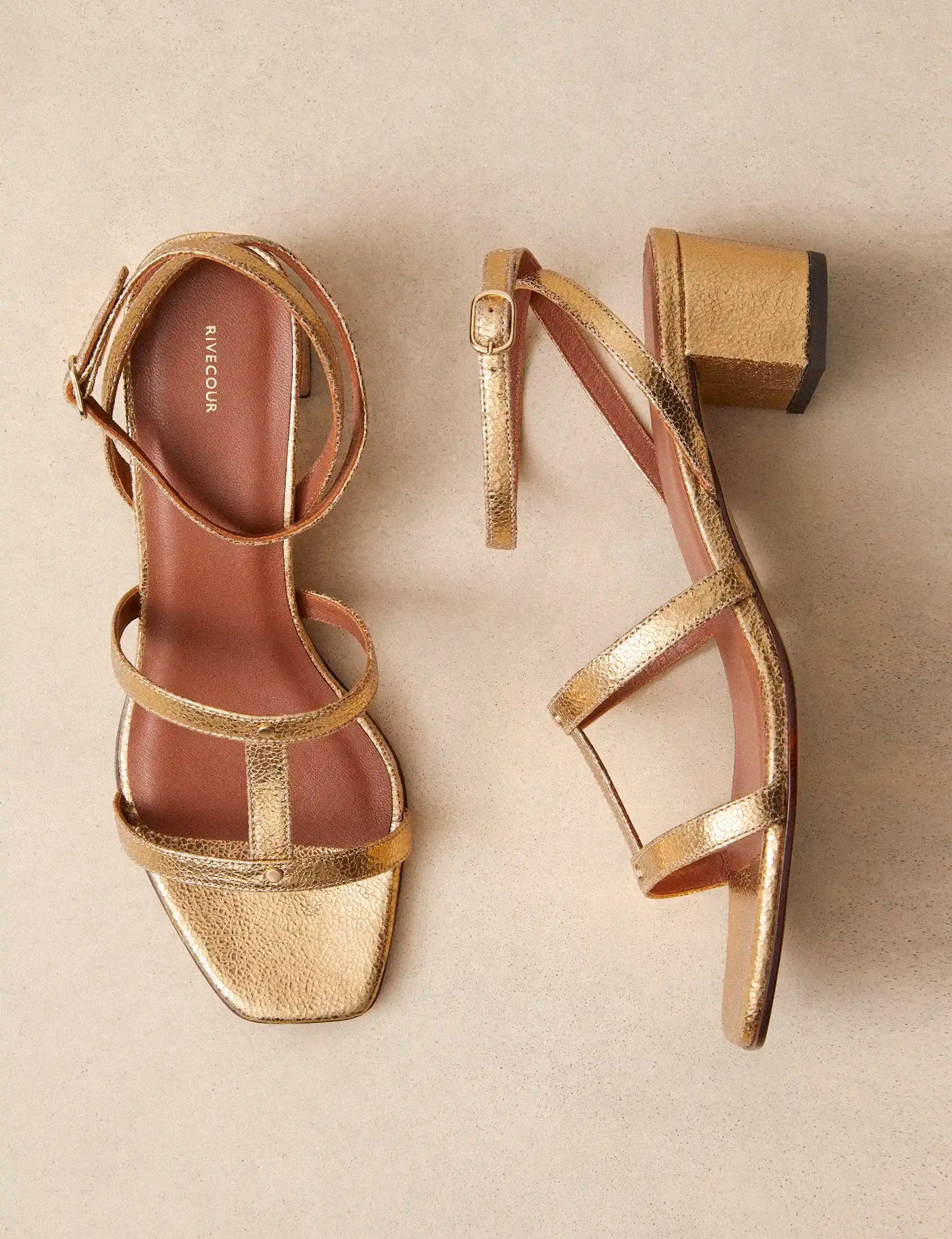 Sandales N°902 cuir craqué or